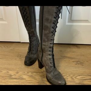 Charles David heeled laced tall boots with zipper